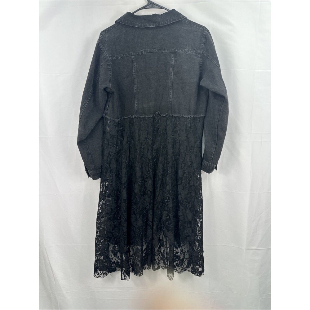 Origami Jacket Duster Lace Hi Low Mixed Media Boho Grunge Festival Style Sz S/M - Picture 9 of 11